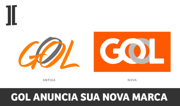 Comparativo entre a marca antiga e a nova marca da GOL - Linhas Aéreas Inteligentes.